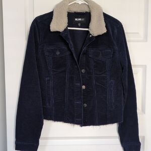 William Rast Navy Corduroy Jacket with Cream Collar